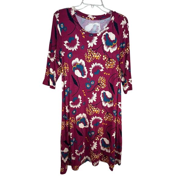 Latched Mama Knit Nursing Dress Size L Floral Knit Knee Length Magenta NWT - Picture 1 of 9